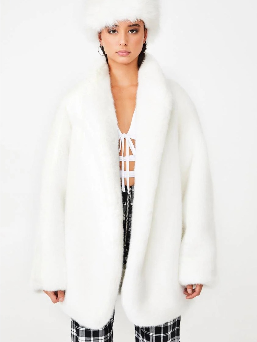 Faux-Fur Coat - Cream
